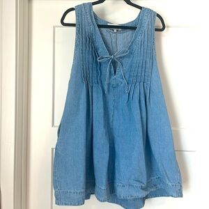 Veveret denim romper, only worn once. Side zipper, tie front, pockets. Large.